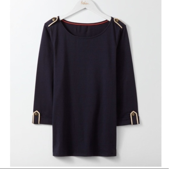 Boden Maritime Detail Navy Jersey Top 6 - Picture 3 of 11